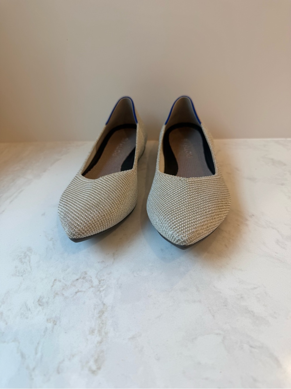 Rothy’s The Point Diamond Metallic Silver Pointed-Toe Flats